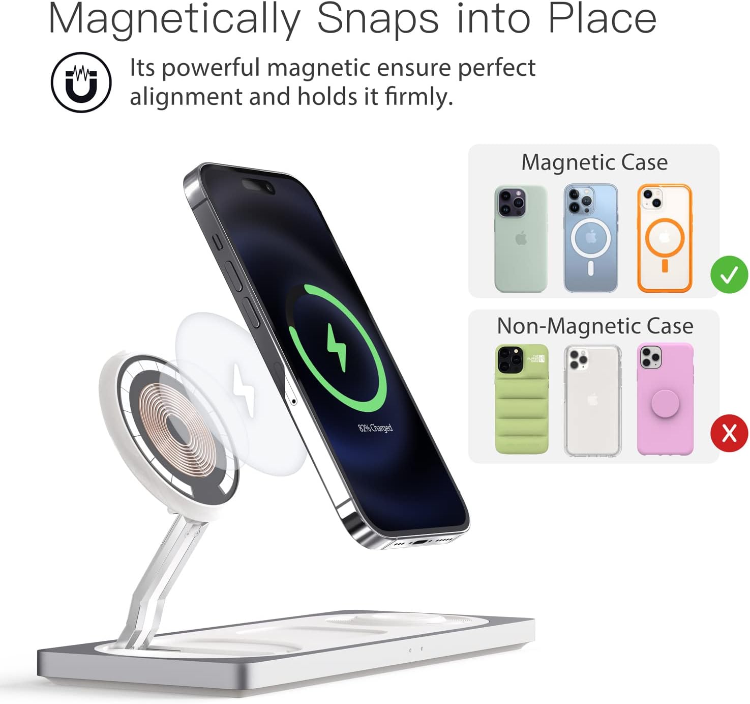 3 in 1 Charging Station for Apple - 22W Faster Mag-Safe Charger Stand for iPhone - Magnetic Wireless Charger Station for iPhone 14 13 12 Pro Max/Plus/Pro/Mini,iWatch Ultra/8/7/SE/6/5/4/3/2, AirPods