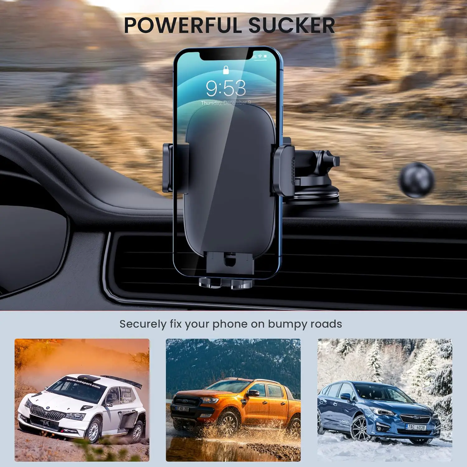 Car Phone Holder Mount Phone Mount for Car Windshield Dashboard Air Vent Universal Hands Free Automobile Cell Phone Holder Fit for iPhone Smartphones