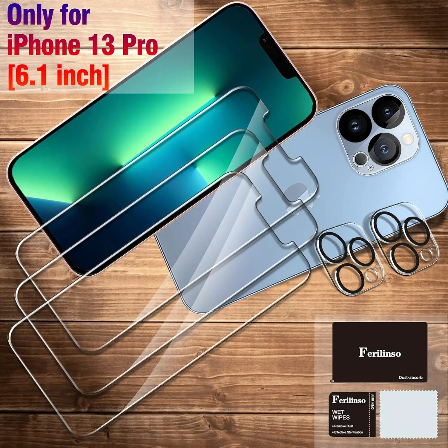 Ferilinso 4 Pack Screen Protector for iPhone 15 with 4 Pack Tempered Glass Camera Lens Protector Phone Case Friendly HD Accessories Protector de Pantalla for Apple iPhone 15 6.1 INCH