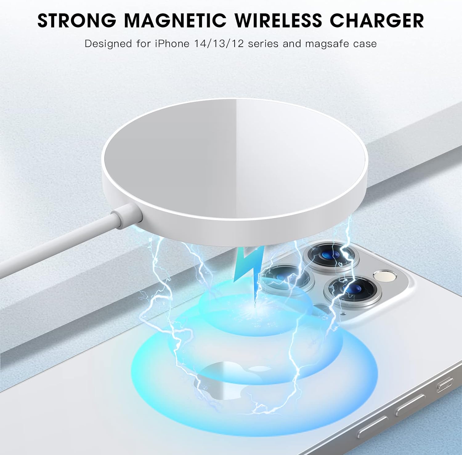 Magnetic Wireless Charger iPhone Compatible with MagSafe Charger for iPhone 15 Pro Max Plus 14 Pro Max Plus 13 Pro Max 12 Pro Max - iPhone Charging Pad for AirPods 3 2 Pro with USB-C 20W PD Adapter