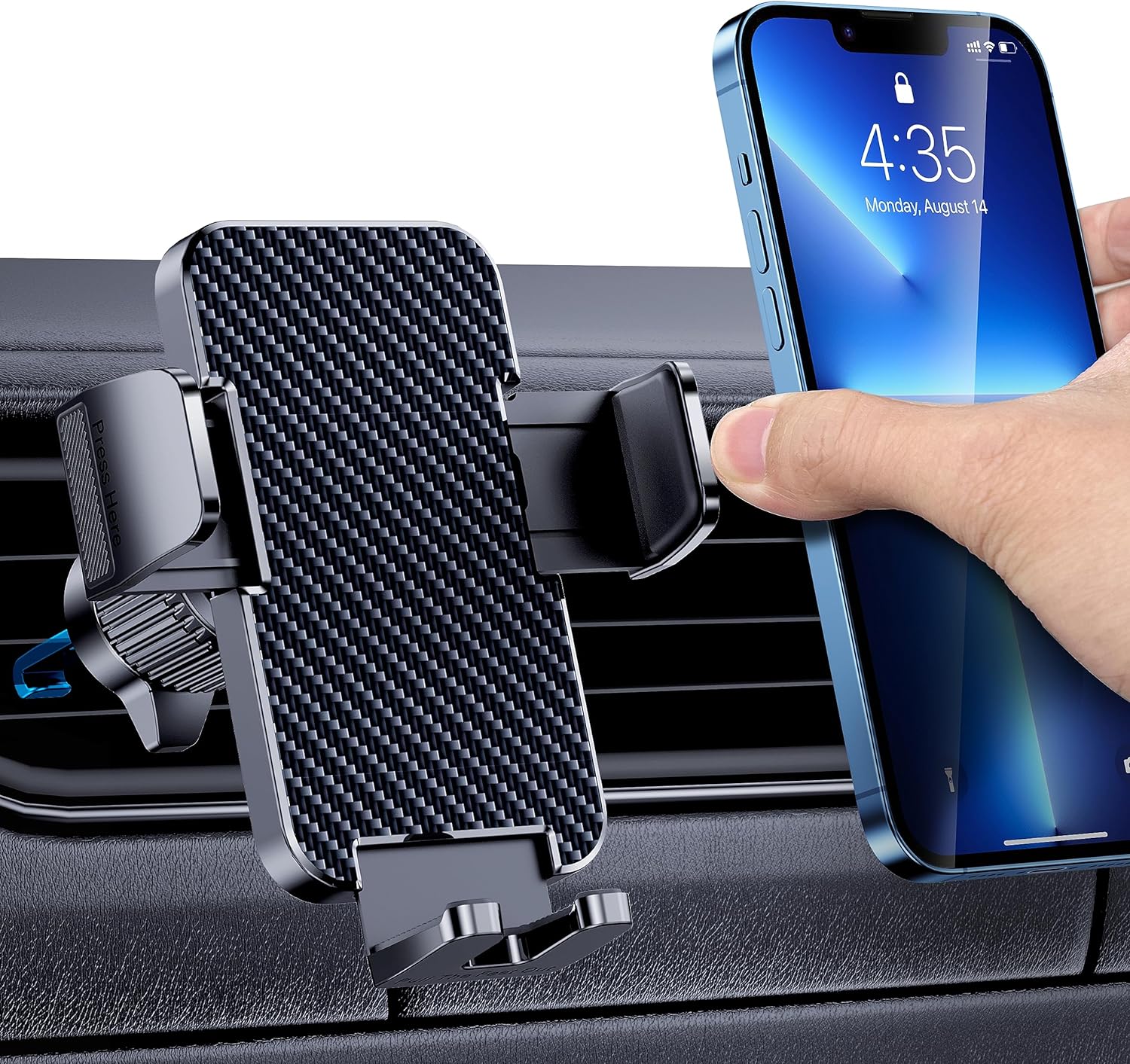 Phone Mount for Car Phone Holder [Thick Cases Friendly] Cell Phone Holder Hands Free Phone Stand for Car Vent Phone Mount Fit iPhone Android Smartphone Cell Phone Automobile Cradles Universal