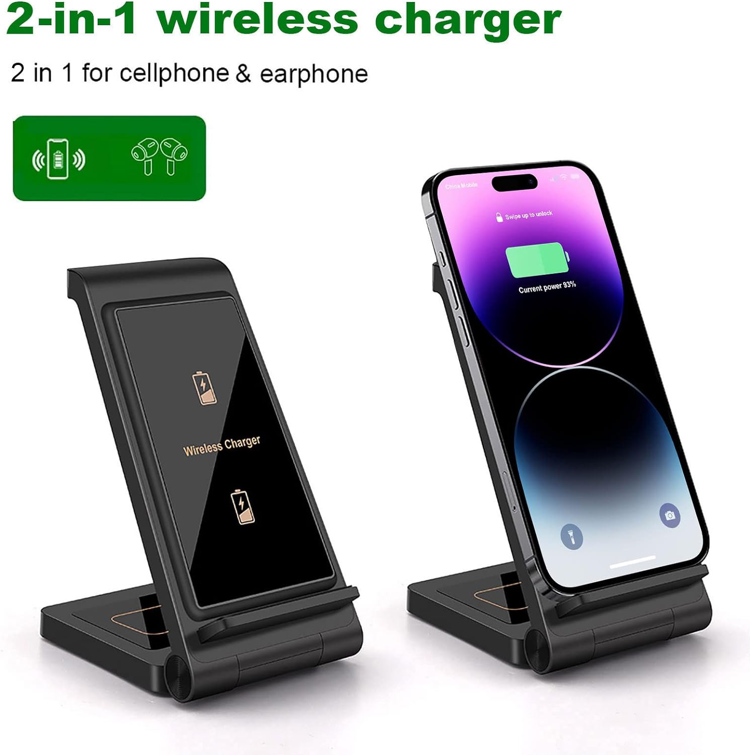 25W Wireless Charger,Foldable 2 in 1 Wireless Charging Station for Apple iPhone 14/13/12/11/Plus/Pro/SE/X/8/Airpods,PDKUAI 15W Fast Dual Wireless Induction Charge Stand for Samsung Phone/Galaxy Buds