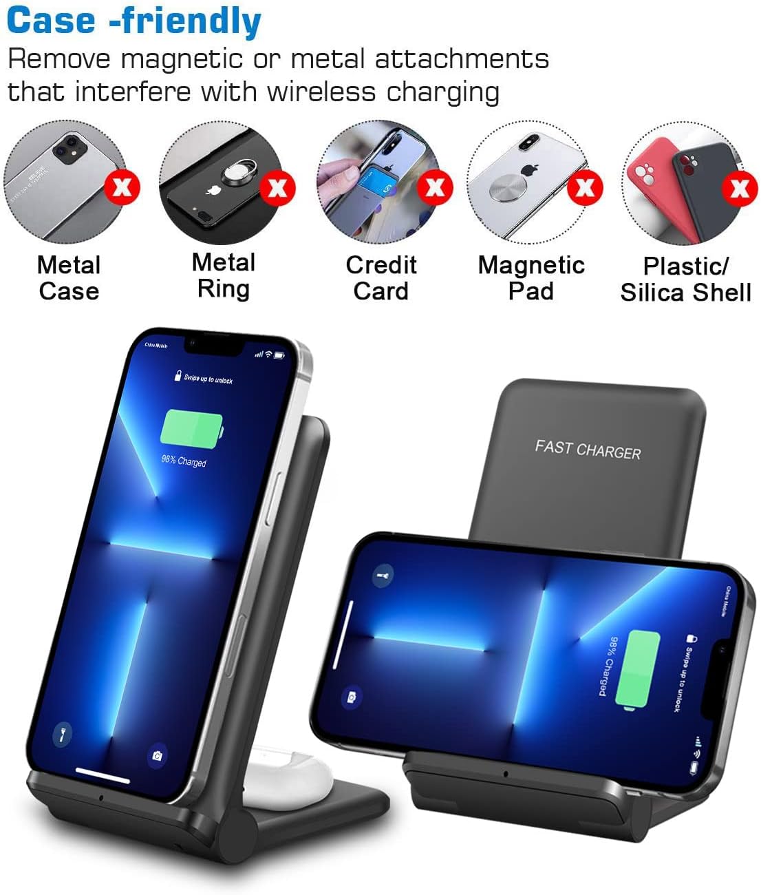 25W Wireless Charger,Foldable 2 in 1 Wireless Charging Station for Apple iPhone 14/13/12/11/Plus/Pro/SE/X/8/Airpods,PDKUAI 15W Fast Dual Wireless Induction Charge Stand for Samsung Phone/Galaxy Buds