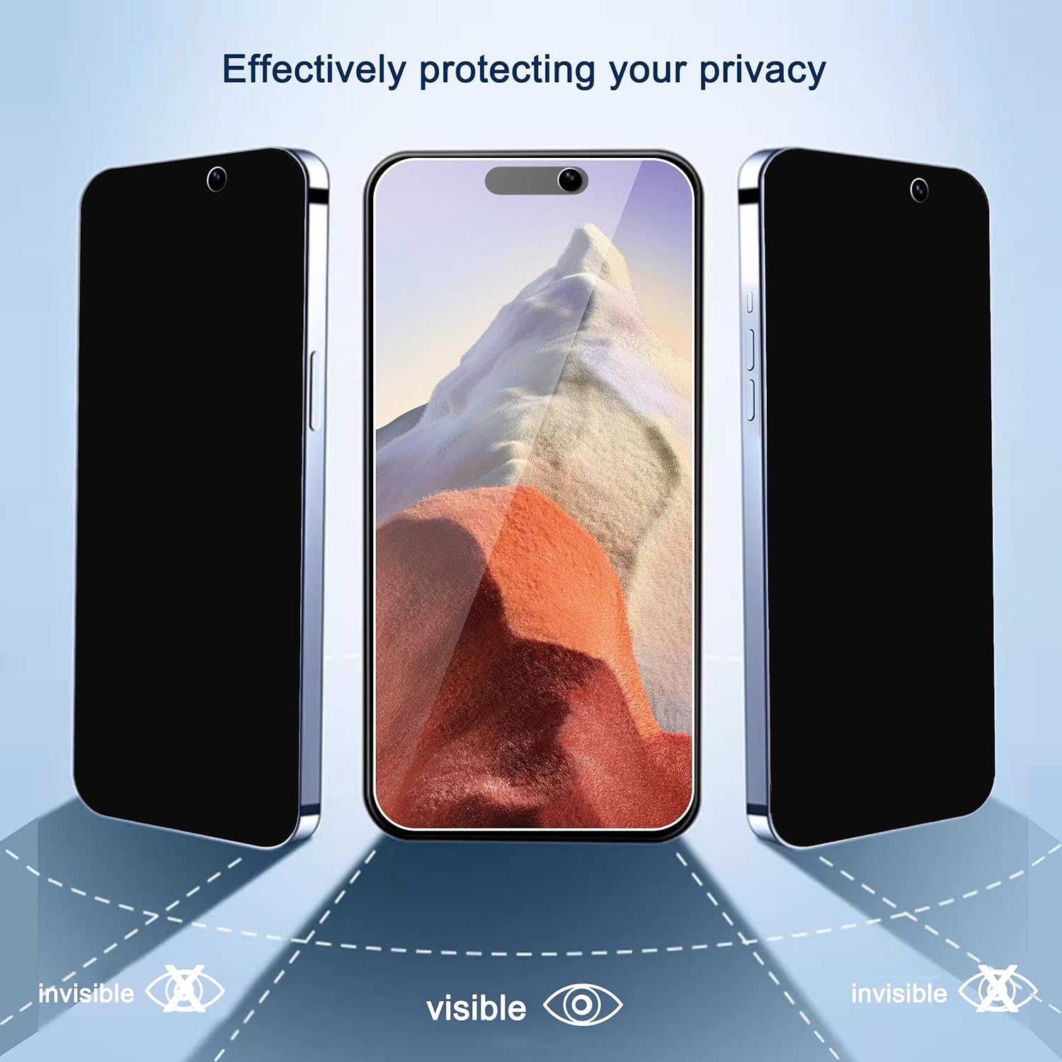 Ailun 3 Pack Privacy Screen Protector for iPhone 15 [6.1 inch] + 3 Pack Camera Lens Protector, Anti Spy Private Tempered Glass Film, Case Friendly, [9H Hardness] - HD [Black] [6 Pack]