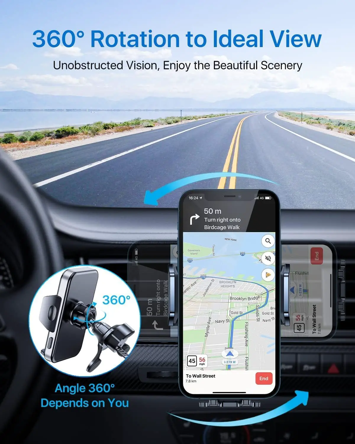 andobil Car Phone Holder Mount [2023 Upgraded] Smartphone Air Vent Holder Easy Clamp Hands-Free Cell Phone Car Mount Compatible with iPhone 15 14 13 12 Pro Max Samsung Galaxy Ultra S23 S22 Note 20