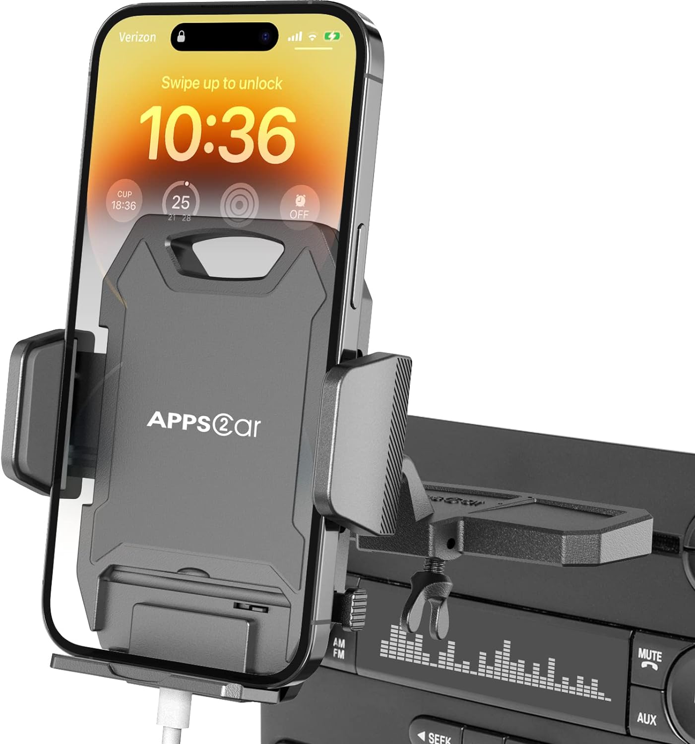 APPS2Car Sturdy CD Slot Phone Mount with One Hand Operation Design, Hands-Free Car Phone Holder Universally Compatible with All iPhone  Android Cell Phones, for Smartphone Mobile