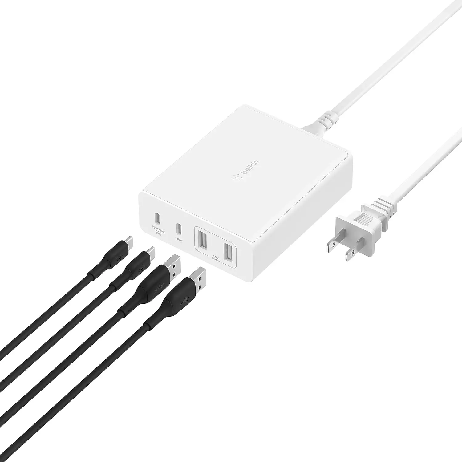 Belkin BoostCharge Pro 108W 4-Port GaN Charger, Multi-Port Desktop Charger Block w/ USB-C PD Fast Charge  USB-A Ports for Apple MacBook, iPhone, iPad, Samsung Galaxy, Google Pixel,  More - White
