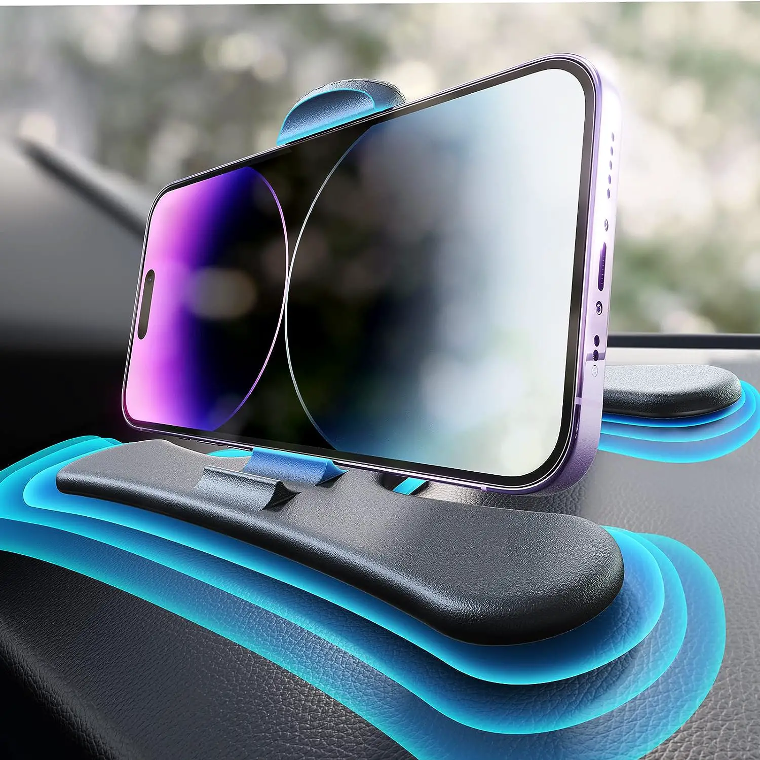 LISEN Dashboard Phone Holder for Car, Dashboard Mount [ Never Slip Fall] Universal Car Phone Holders for iPhone Dash Accessories Compatible with iPhone 15 Pro Max Plus 14 13 12 Mini Samsung All