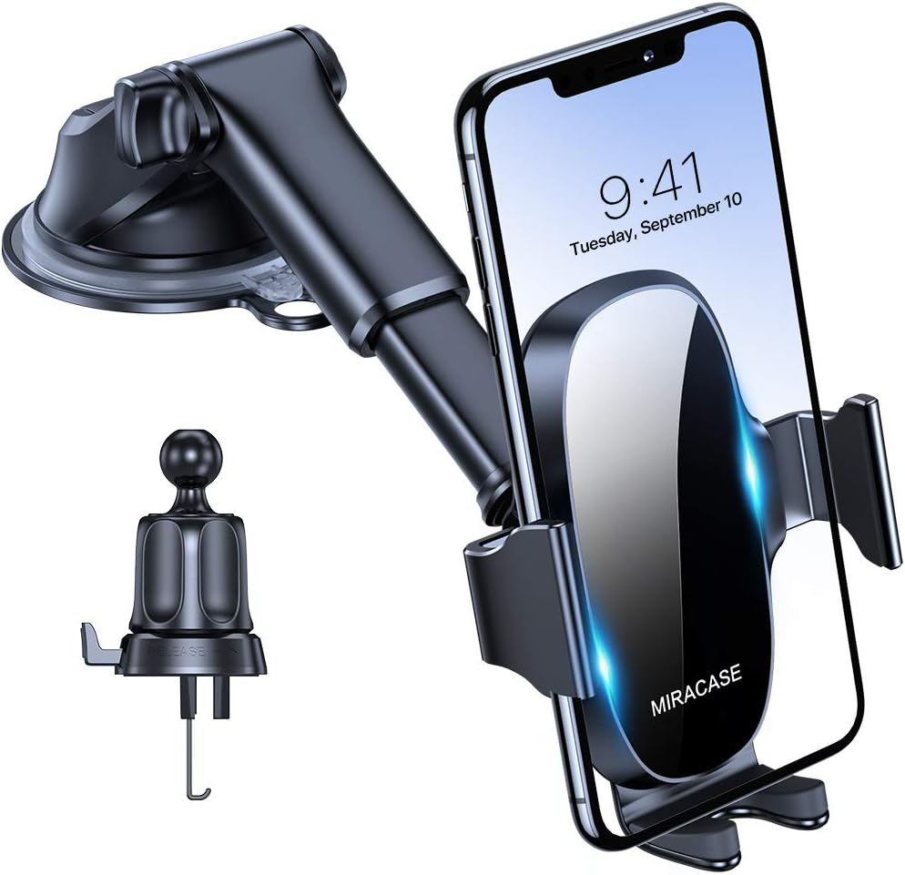 Miracase 3-in-1 Cell Phone Holder for Car, Universal Phone Holder Mount for Dashboard Air Vent Windshield Compatible with iPhone 15 14 13 12 11 Pro Max Xs XR X, Galaxy