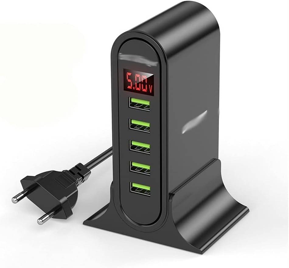 N/A 5 Port USB Charger for LED Display Multi USB Charging Station Universal Phone Desktop Wall Home EU US UK Plugs (Color : UK)