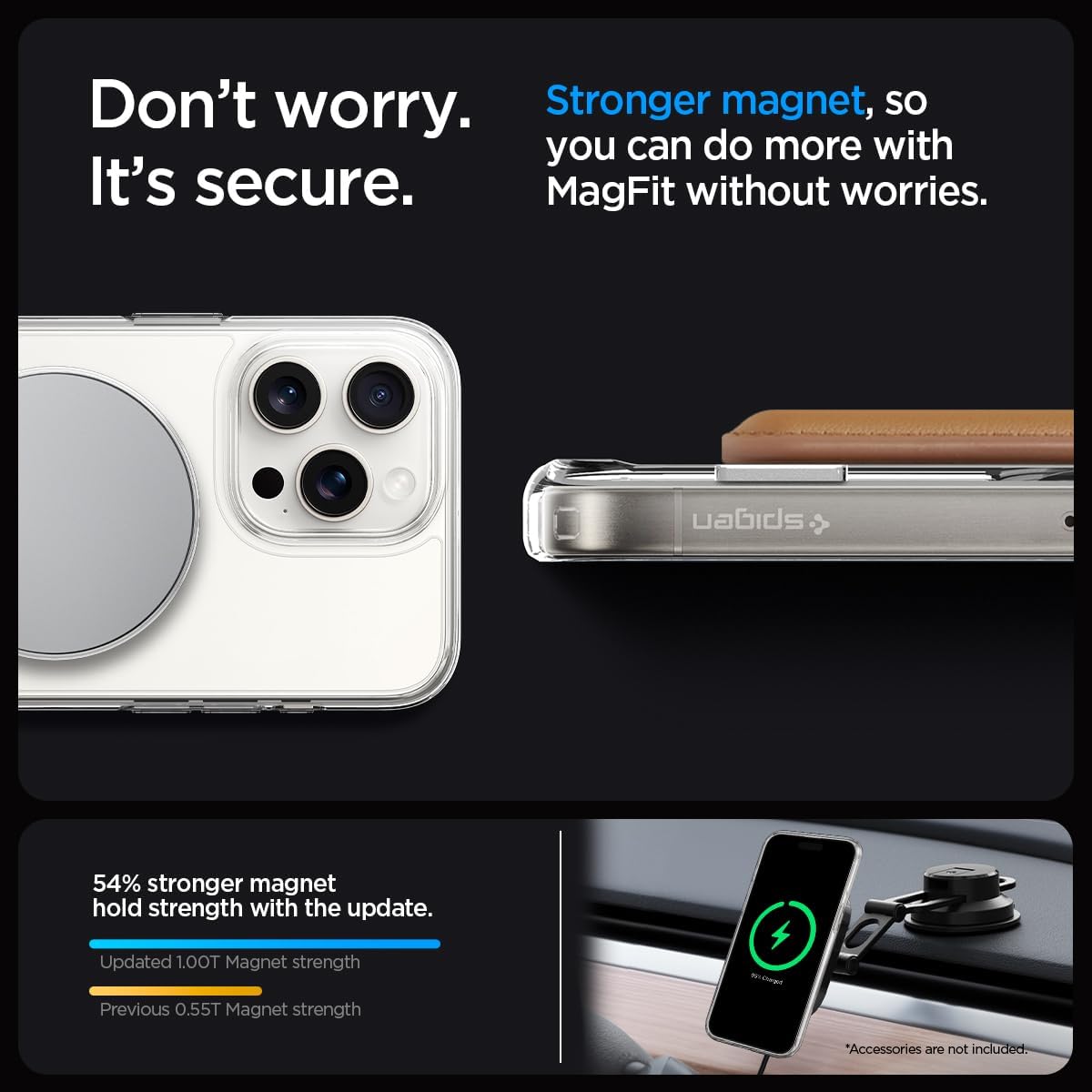 Spigen Magnetic Ultra Hybrid S MagFit Designed for iPhone 15 Pro Max Case, [Anti-Yellowing] [Military-Grade Protection] [Kickstand] Compatible with MagSafe (2023) - Crystal Clear