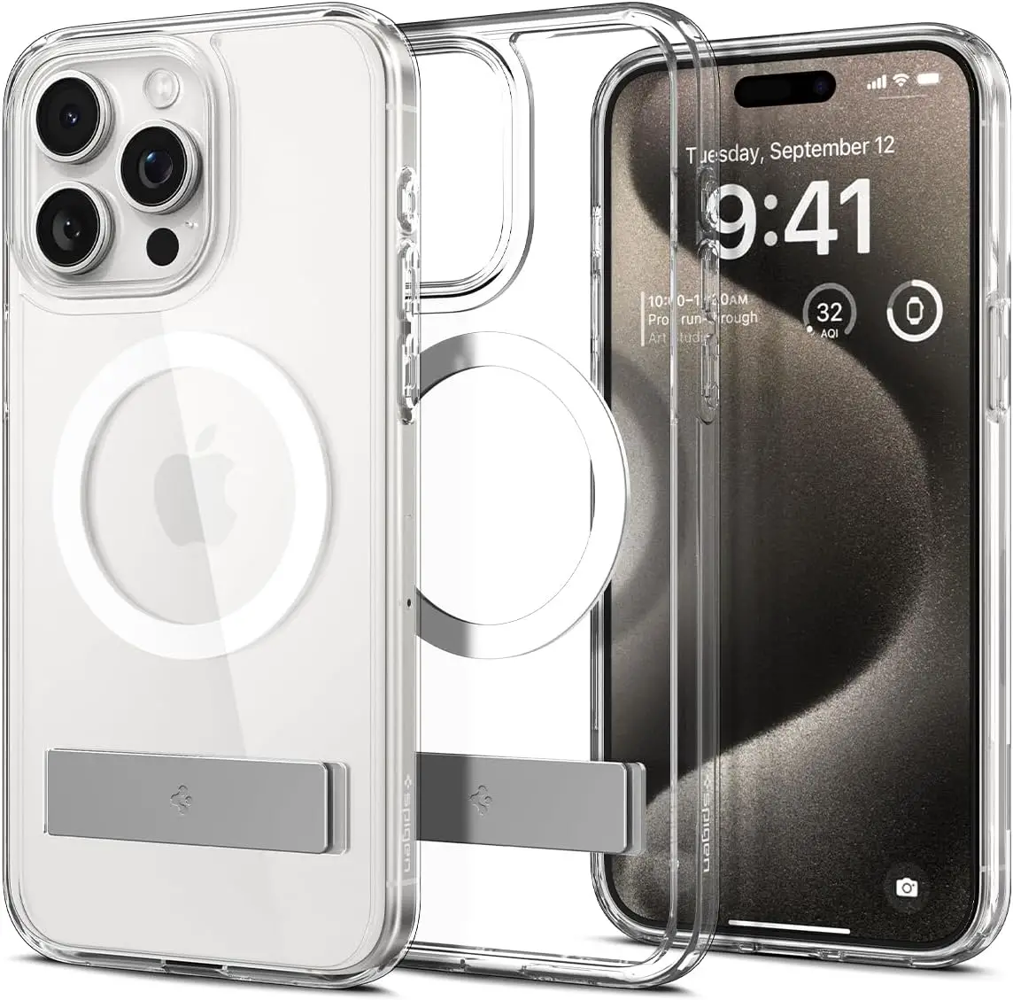 Spigen Magnetic Ultra Hybrid S MagFit Designed for iPhone 15 Pro Max Case, [Anti-Yellowing] [Military-Grade Protection] [Kickstand] Compatible with MagSafe (2023) - Crystal Clear