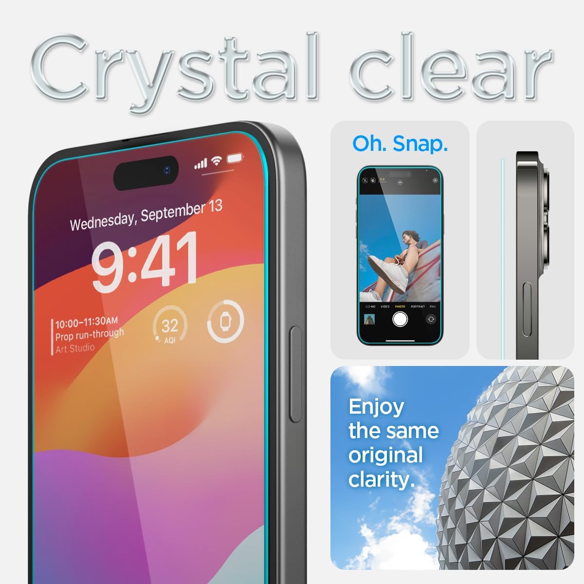 Spigen Tempered Glass Screen Protector [GlasTR EZ FIT] designed for iPhone 15 Plus [2 Pack]