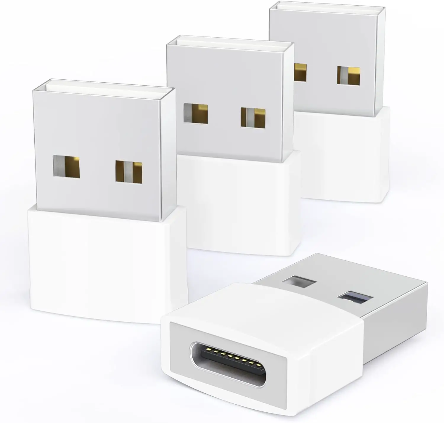 Syntech USB to USB C Adapter 4 Pack, Type C Female to USB Male Converter Power Charger Cable Adapter Compatible with MagSafe Apple Watch Series 9/SE/Ultra 2 iPhone 15 Plus Pro Max AirPods Pro, etc