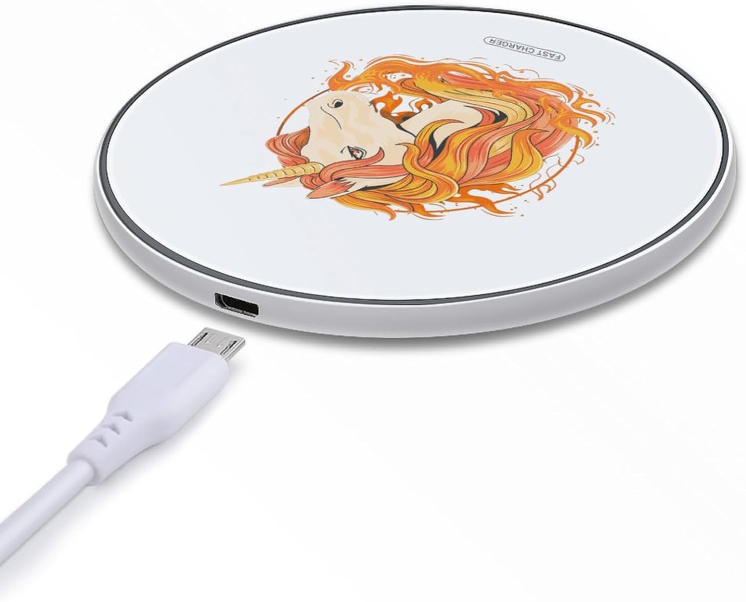 Unicorn Fire Round Wireless Charger 10W Fast Charging Station Compatible with Various Models Phone