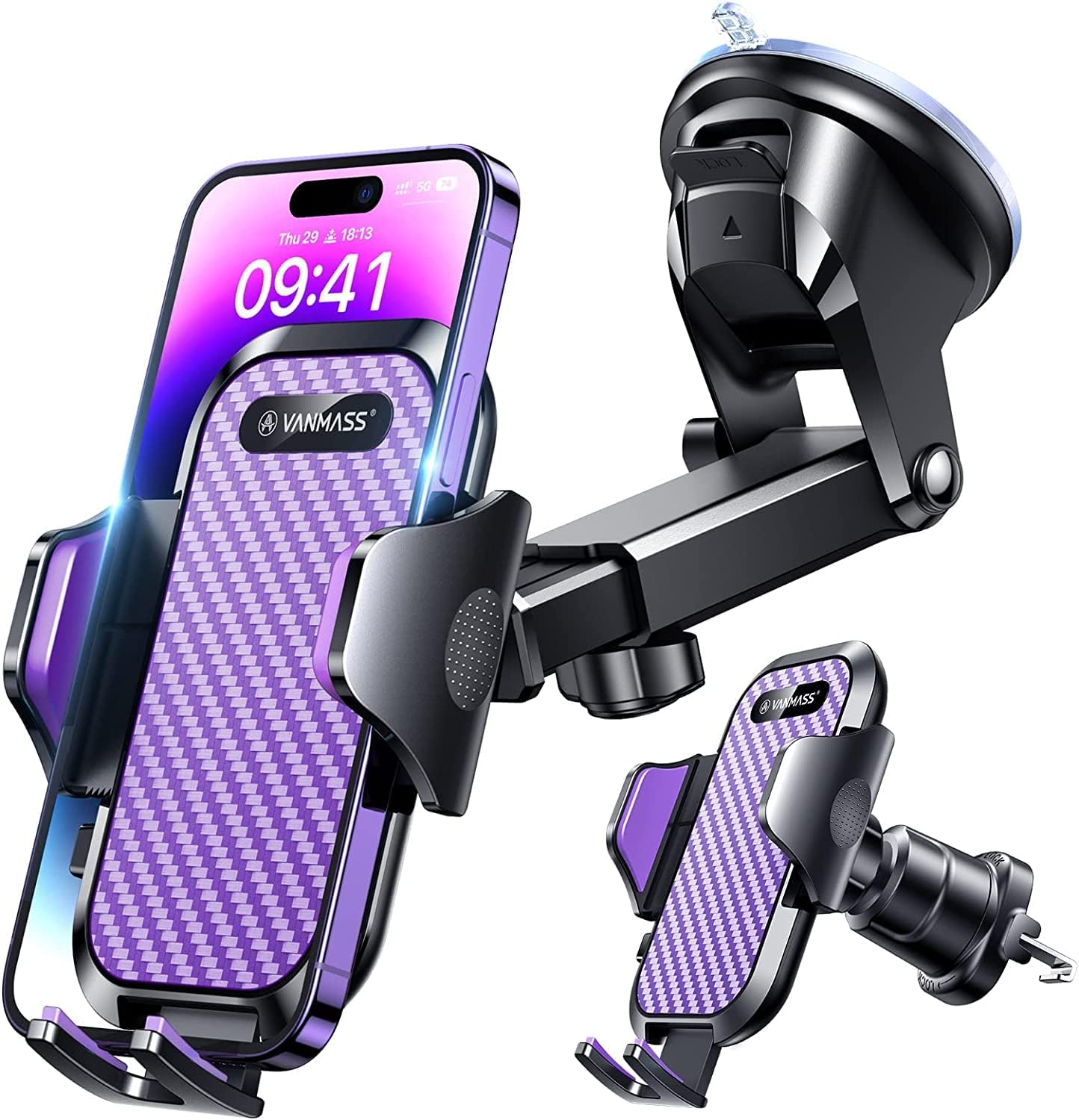 VANMASS 【2023 Newest  Strongest】 Military-Grade Cert Car Phone Holder Mount【Over 60LBS Suction】 Dashboard Windshield Cell Automobile Cradles Truck Hook Vent for iPhone 14 Pro Max 13 12 11 Samsung