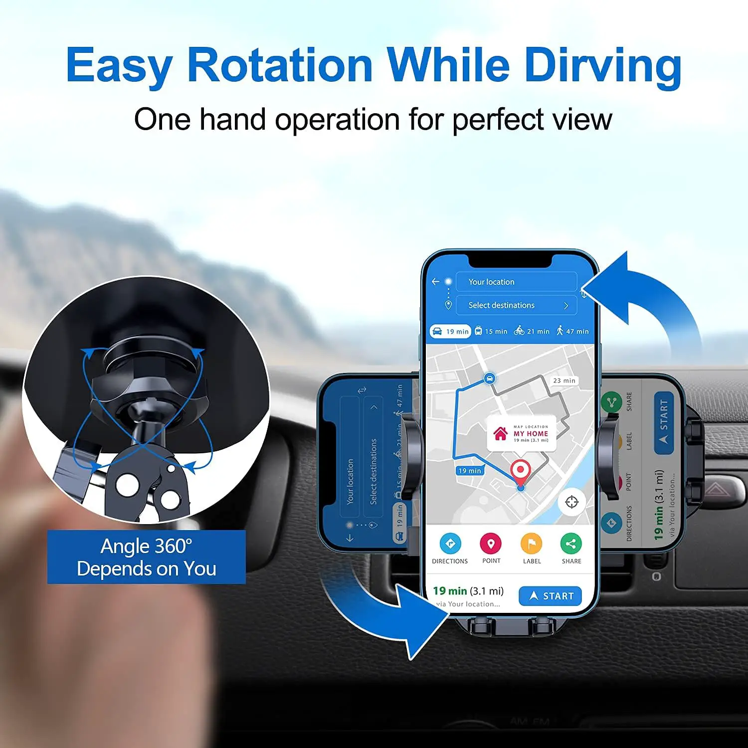 vanva Universal Air Vent Car Mount, [ Big Phones  Thick Case Friendly ] Cell Phone Holder for Car Hands Free Clamp Cradle Vehicle fit for All Apple (B1)