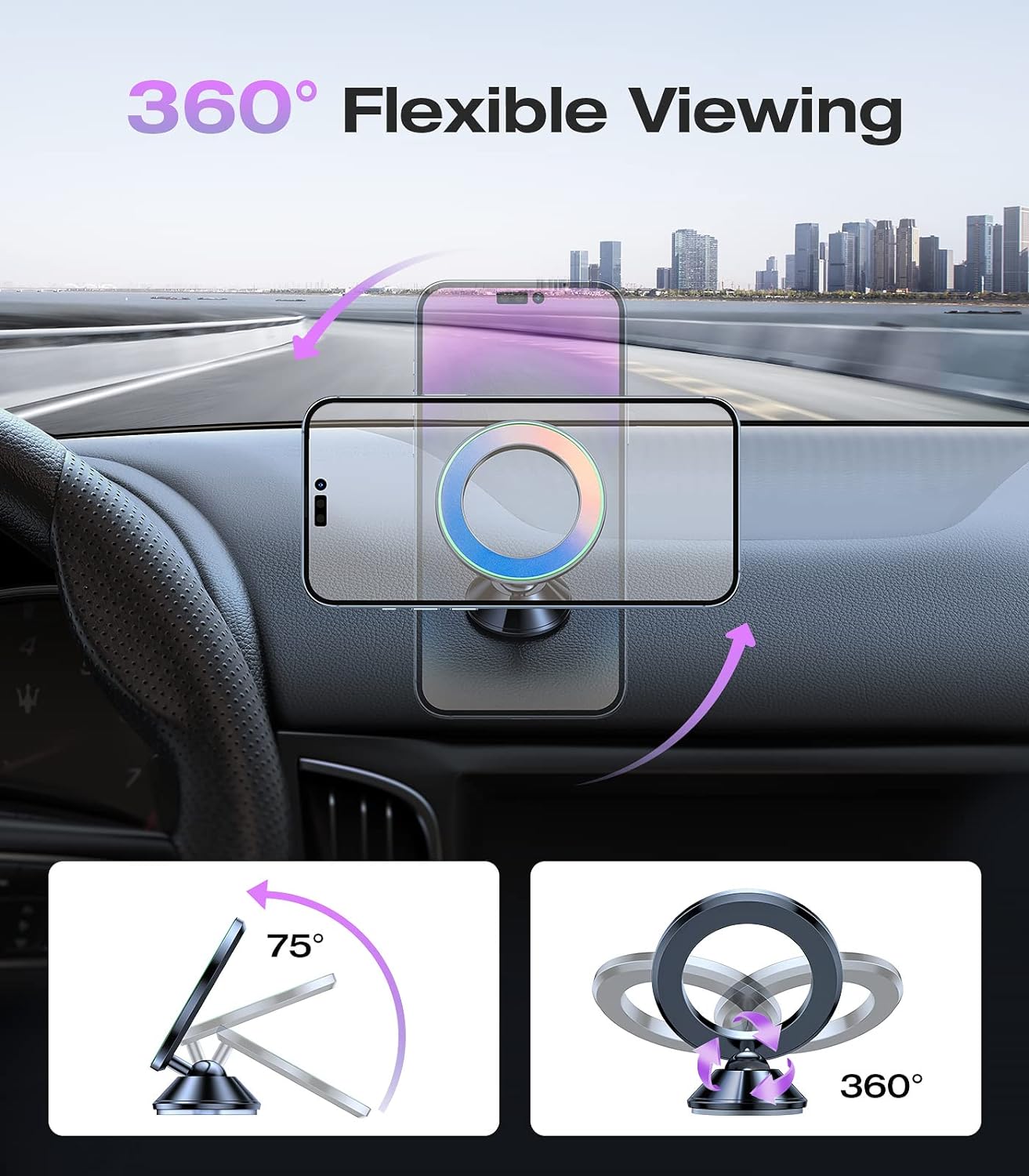 VICSEED for MagSafe Car Mount [20 Strongest Magnets] Magnetic Phone Holder for Car Dash [Not Drop 3M Adhesive] All-Metal Mount for Car Dashboard Fit All Mobile iPhone 15 14 13 12 Pro Max Plus etc.