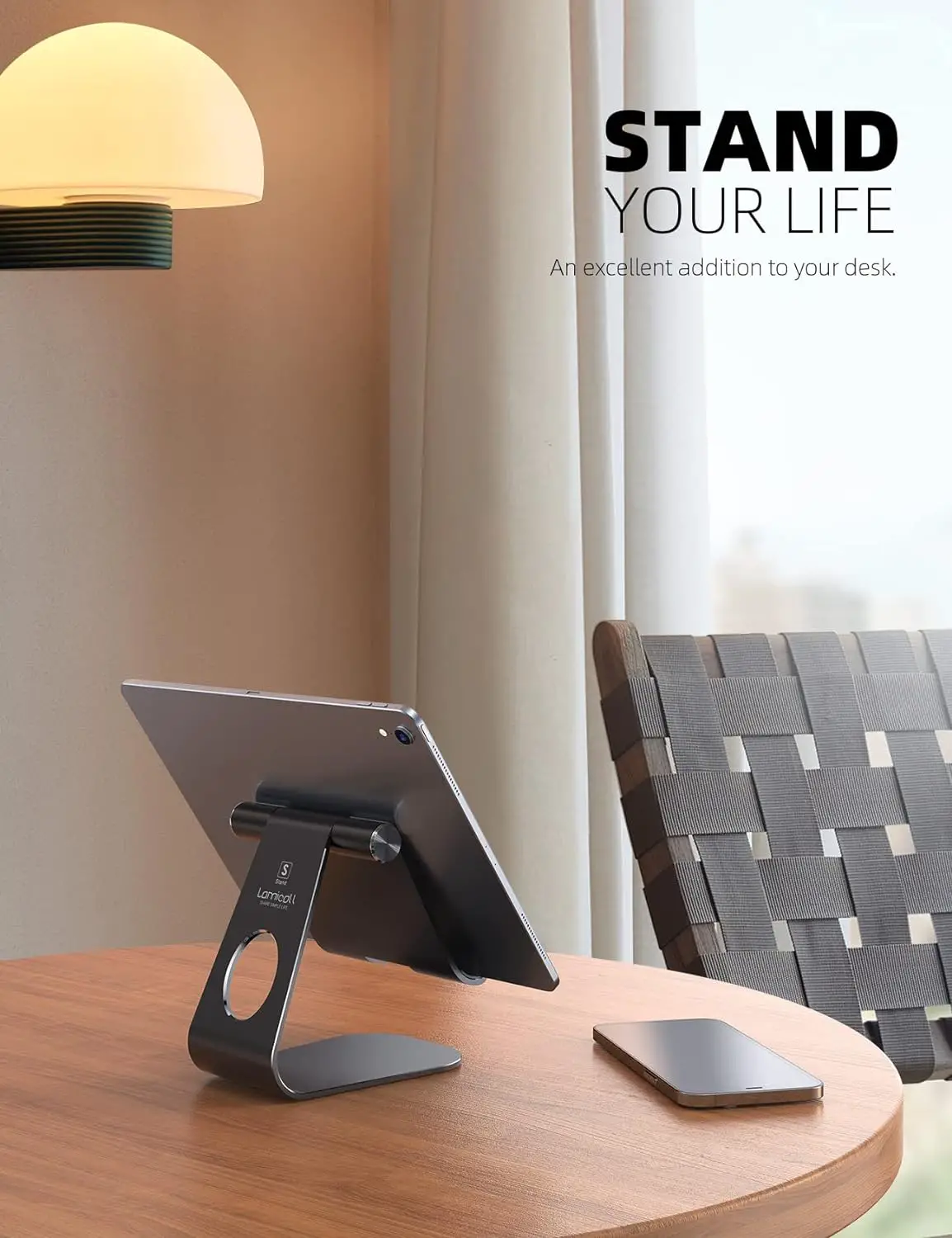 Tablet Stand Adjustable, Lamicall Tablet Stand : Desktop Stand Holder Dock Compatible with Tablet Such as iPad Pro 9.7, 10.5, 12.9 Air Mini 4 3 2, Nexus, Tab (4-13) - Silver