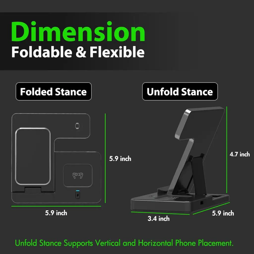 3 in 1 Wireless Charging Station for Apple Charging Station for Multiple Devices, for iPhone 14 Pro Max 13 12 11 Xs Xr X 8 Plus, for Apple Watch Charger Stand 8 7 6 5 4 3 2 Se, for Airpods 3 2 Pro