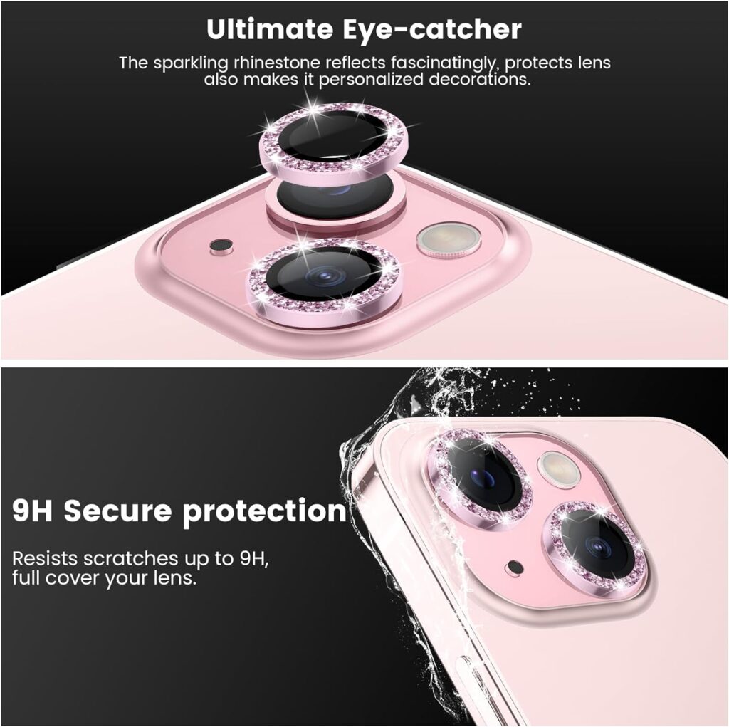 Tensea for iPhone 15 / iPhone 15 Plus Camera Lens Protector, 9H Tempered Glass Camera Cover Screen Protector, HD Clear, Metal Individual Ring for iPhone 15 6.1 inch/iPhone 15 Plus 6.7 inch 2023