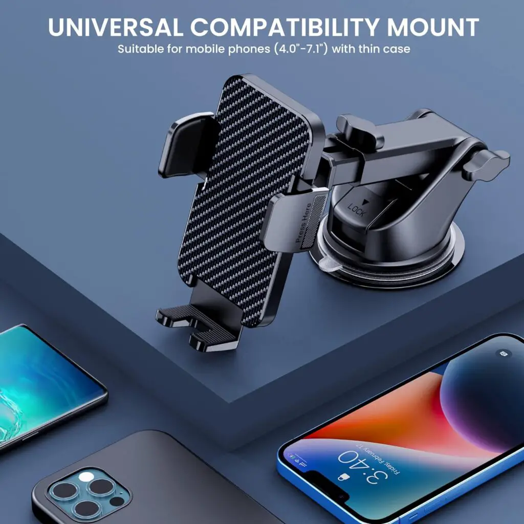 Phone Mount for Car, Phone Holder Mount [Military-Grade Suction] Cell Phone Holder, Universal Phone Stand for Car Dashboard Windshield, Automobile Cradles Fit iPhone Android Smartphone