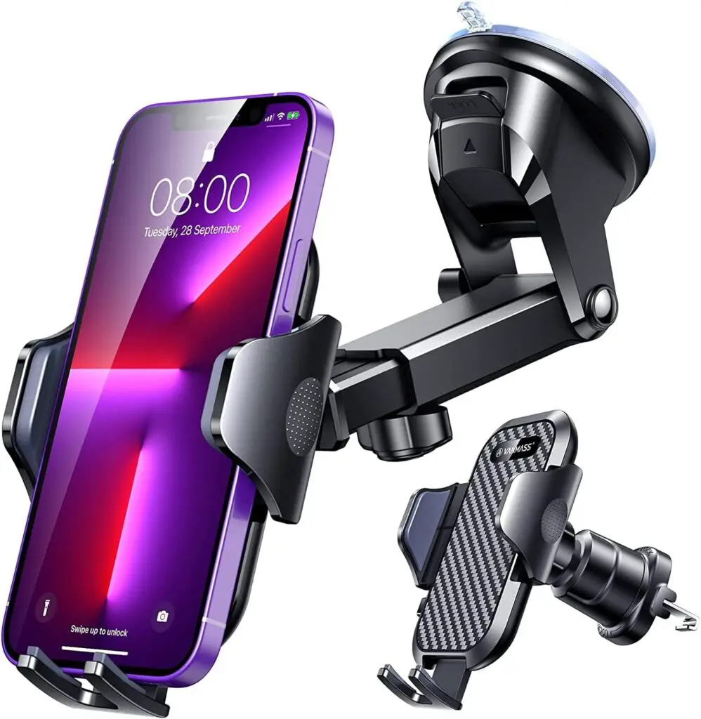 VANMASS 【2023 Newest  Strongest】 Military-Grade Cert Car Phone Holder Mount【Over 60LBS Suction】 Dashboard Windshield Cell Automobile Cradles Truck Hook Vent for iPhone 14 Pro Max 13 12 11 Samsung